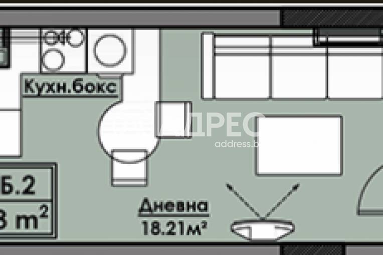 Едностаен апартамент, Бургас, Славейков, 621234, Снимка 1