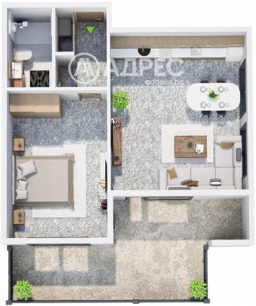 Двустаен апартамент, Пловдив, Прослав, 688235, Снимка 1