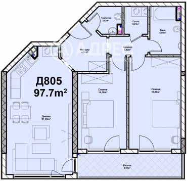 Тристаен апартамент, София, Полигона, 648238, Снимка 1