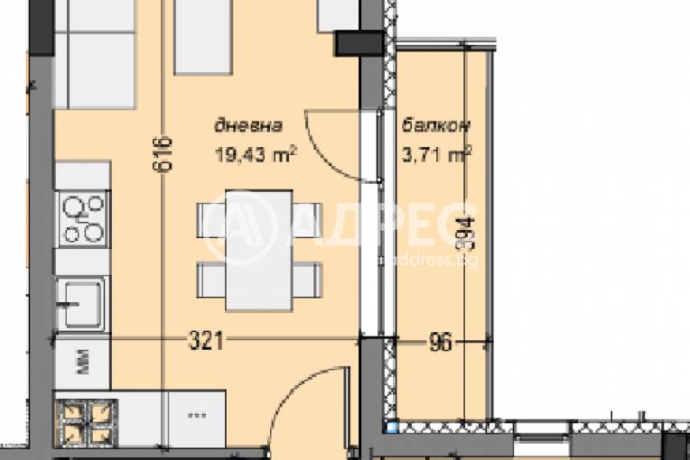 Едностаен апартамент, София, Суха река, 688240, Снимка 2