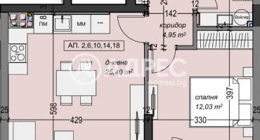 Двустаен апартамент, София, Суха река, 688241, Снимка 1