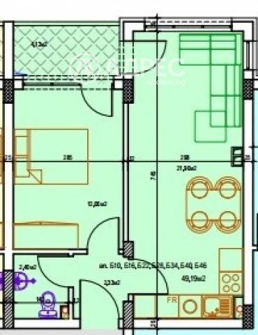 Двустаен апартамент, Стара Загора, Три чучура- център, 694241, Снимка 1