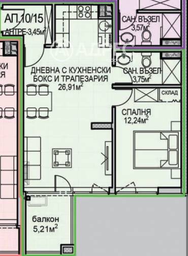 Двустаен апартамент, София, Обеля 2, 687243, Снимка 1