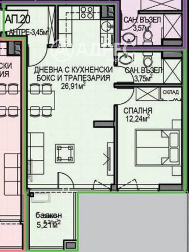 Двустаен апартамент, София, Обеля 2, 687244, Снимка 1