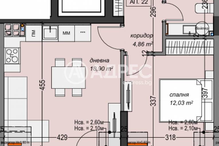 Двустаен апартамент, София, Суха река, 688244, Снимка 1