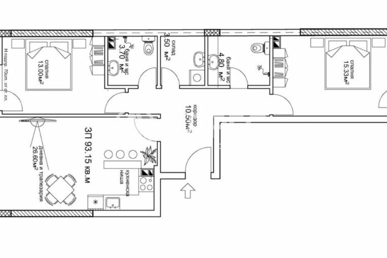 Тристаен апартамент, Пловдив, Съдийски, 668247, Снимка 2