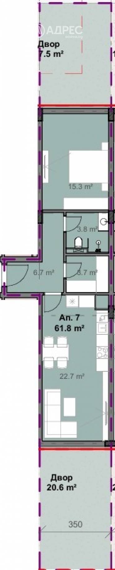 Двустаен апартамент, София, Свобода, 677249, Снимка 1
