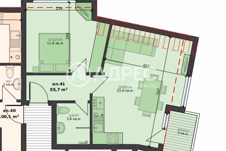 Двустаен апартамент, Варна, Погребите, 668256, Снимка 2