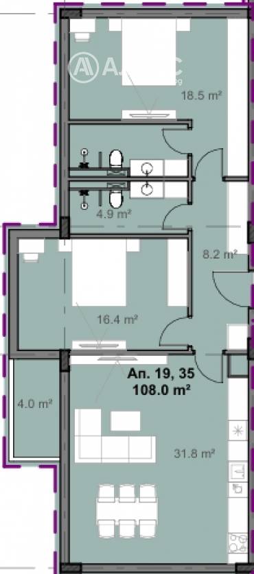 Тристаен апартамент, София, Свобода, 677256, Снимка 1