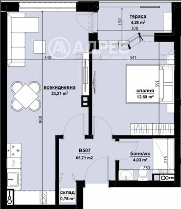 Двустаен апартамент, Бургас, Изгрев, 654263, Снимка 1