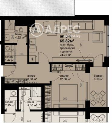 Двустаен апартамент, Бургас, Изгрев, 658267, Снимка 1