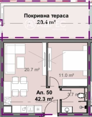 Двустаен апартамент, София, Свобода, 677267, Снимка 1