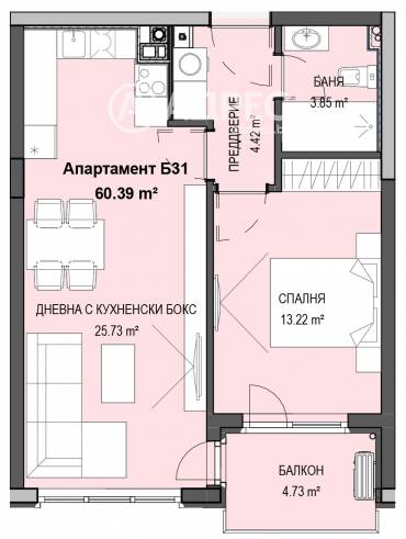 Двустаен апартамент, София, Кръстова вада, 669268, Снимка 1