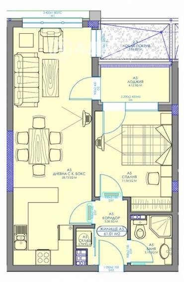 Двустаен апартамент, София, Обеля 2, 684272, Снимка 1