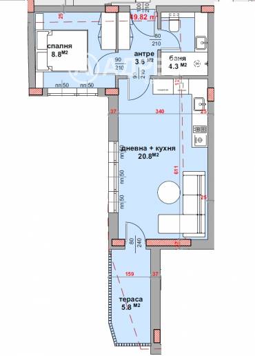 Двустаен апартамент, Стара Загора, МГ, 662273, Снимка 1