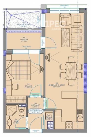 Двустаен апартамент, София, Обеля 2, 684273, Снимка 1