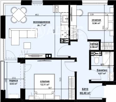 Тристаен апартамент, Бургас, Хоризонт, 669276, Снимка 1