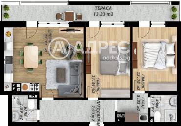 Тристаен апартамент, Пловдив, Беломорски, 685276, Снимка 1