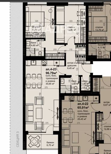 Тристаен апартамент, Бургас, Изгрев, 658278, Снимка 1