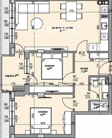 Тристаен апартамент, Стара Загора, Железник- изток, 665278, Снимка 1