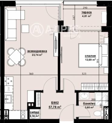 Двустаен апартамент, Бургас, Хоризонт, 669279, Снимка 1