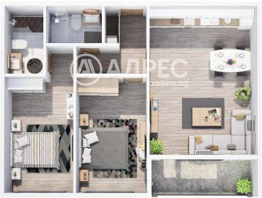 Тристаен апартамент, Пловдив, Прослав, 688279, Снимка 1