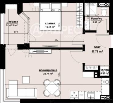 Двустаен апартамент, Бургас, Хоризонт, 669280, Снимка 1