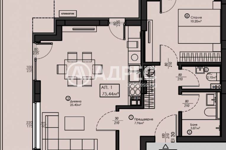 Тристаен апартамент, София, Малинова Долина, 672280, Снимка 1