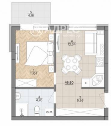 Двустаен апартамент, Варна, к.к. Чайка, 665281, Снимка 1