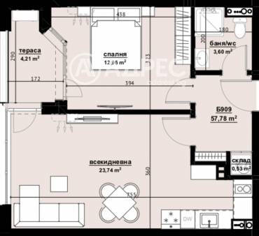Двустаен апартамент, Бургас, Хоризонт, 669282, Снимка 1