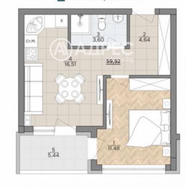 Двустаен апартамент, Варна, к.к. Чайка, 665283, Снимка 1