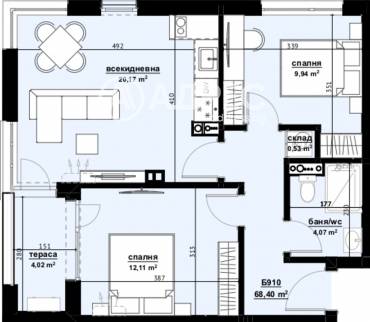 Тристаен апартамент, Бургас, Хоризонт, 669283, Снимка 1