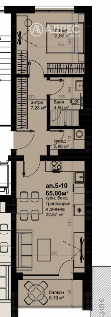 Двустаен апартамент, Бургас, Изгрев, 658284, Снимка 1