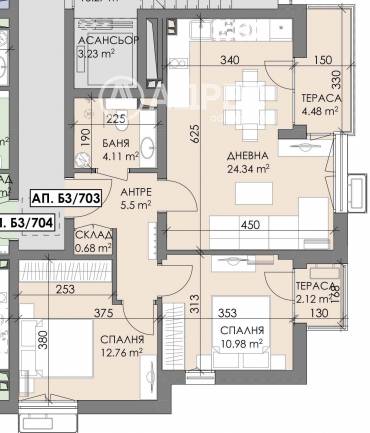 Тристаен апартамент, Бургас, Меден рудник - зона В, 630285, Снимка 1