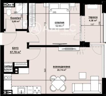 Двустаен апартамент, Бургас, Хоризонт, 669285, Снимка 1
