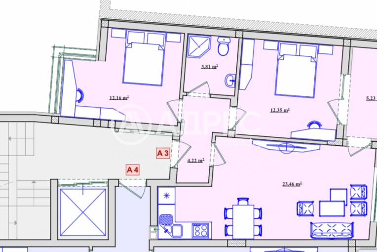 Тристаен апартамент, Хасково, Център, 682286, Снимка 1