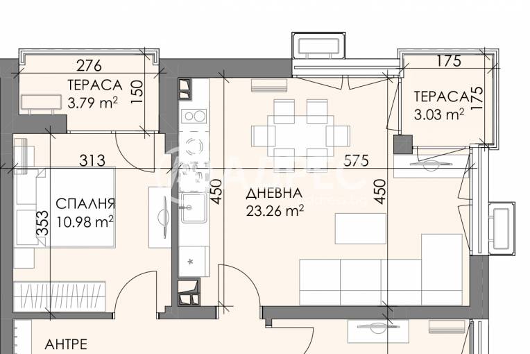 Тристаен апартамент, Бургас, Меден рудник - зона В, 630288, Снимка 1