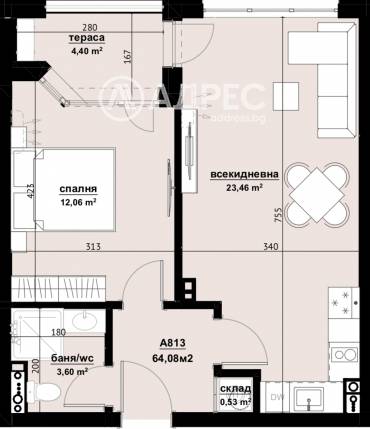 Двустаен апартамент, Бургас, Хоризонт, 674290, Снимка 1