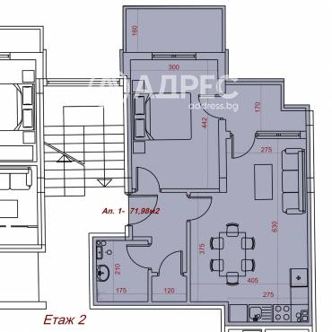 Двустаен апартамент, Варна, Колхозен пазар, 691290, Снимка 1