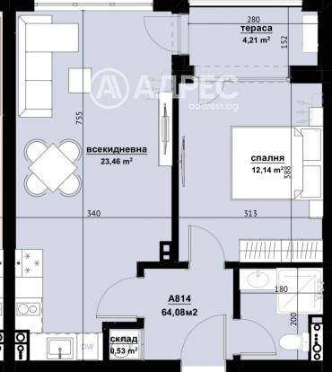 Двустаен апартамент, Бургас, Хоризонт, 674291, Снимка 1