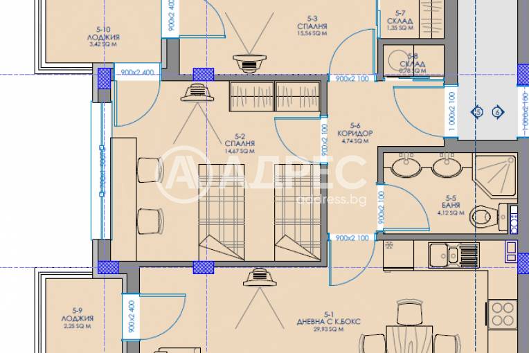 Тристаен апартамент, Благоевград, Бялата висота, 681294, Снимка 3