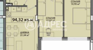 Тристаен апартамент, Бургас, Славейков, 606295, Снимка 1