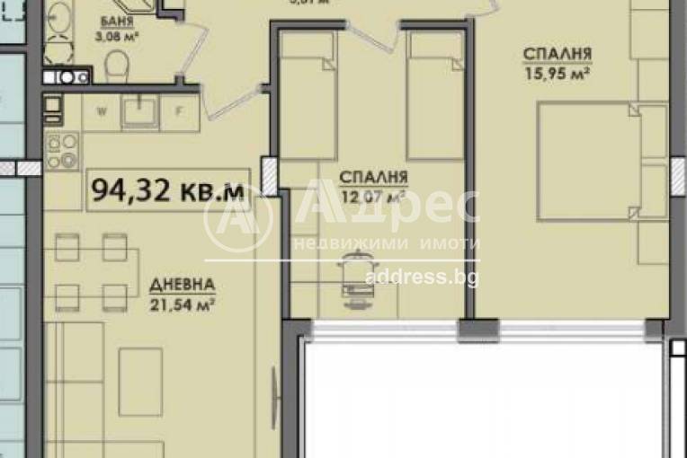 Тристаен апартамент, Бургас, Славейков, 606295, Снимка 1