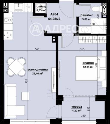 Двустаен апартамент, Бургас, Хоризонт, 674295, Снимка 1