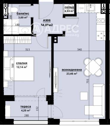 Двустаен апартамент, Бургас, Хоризонт, 674297, Снимка 1