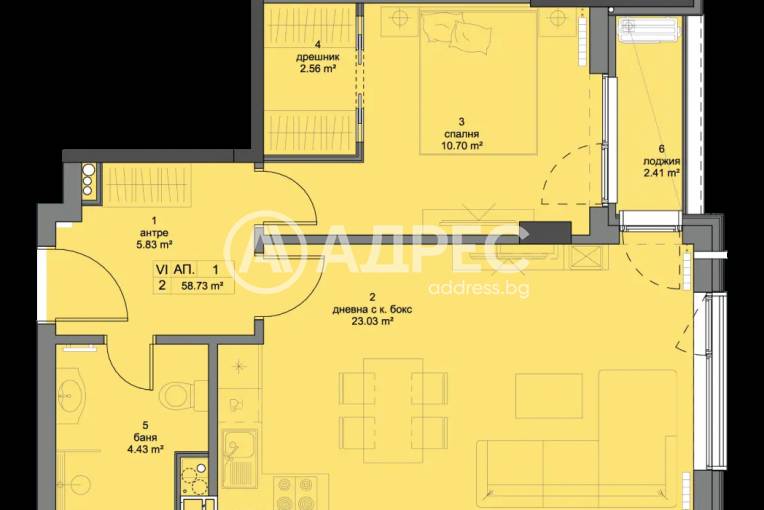 Двустаен апартамент, София, Кръстова вада, 646298, Снимка 2