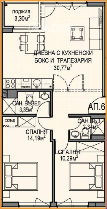 Тристаен апартамент, София, Обеля 2, 687298, Снимка 1