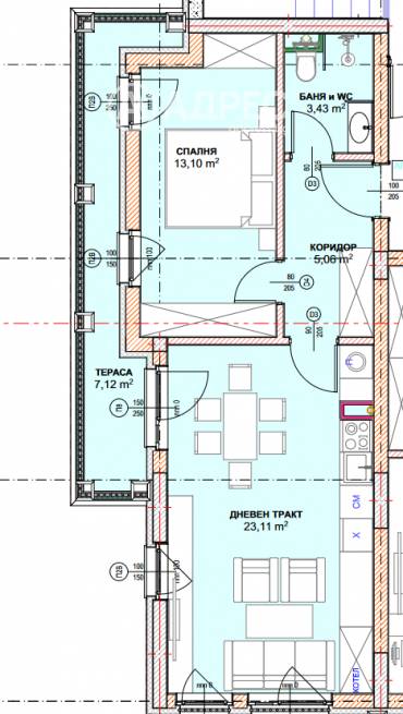 Двустаен апартамент, София, Малинова Долина, 661299, Снимка 1