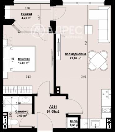 Двустаен апартамент, Бургас, Хоризонт, 674301, Снимка 1