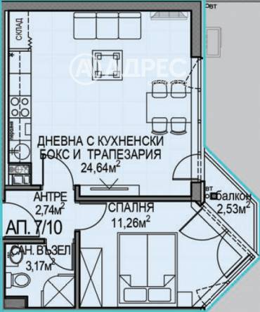Двустаен апартамент, София, Обеля 2, 687304, Снимка 1